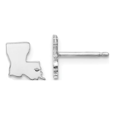 Sterling Silver Louisiana State Stud Earrings