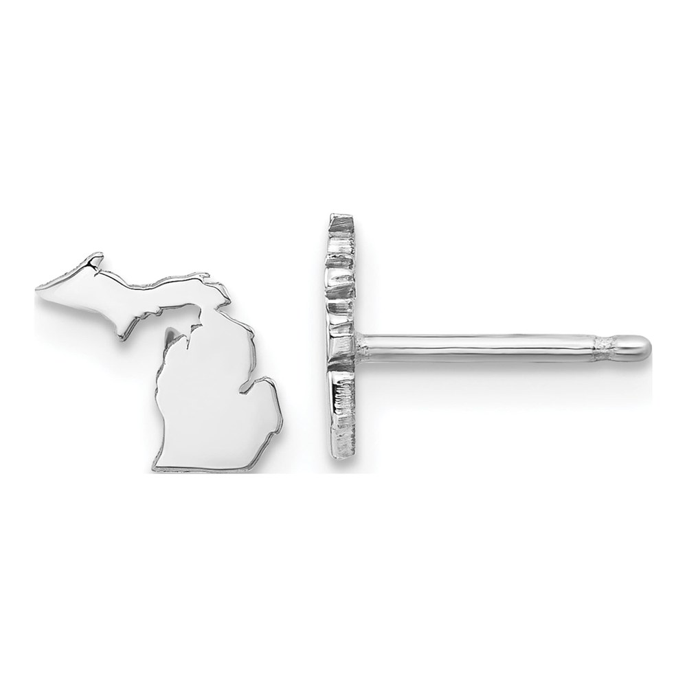 Sterling Silver Silver/Rhodium-Plated Michigan State Earrings