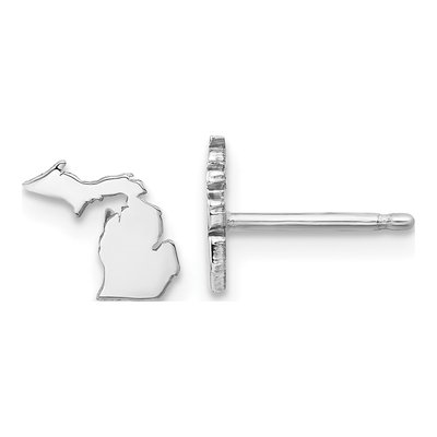 Sterling Silver Michigan State Stud Earrings