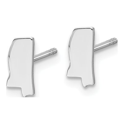 Sterling Silver Mississippi State Stud Earrings – view 2