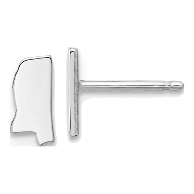 Sterling Silver Mississippi State Stud Earrings