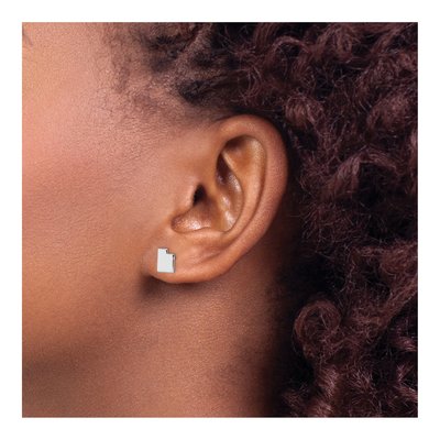 Sterling Silver Rhode Island State Stud Earrings – view 4
