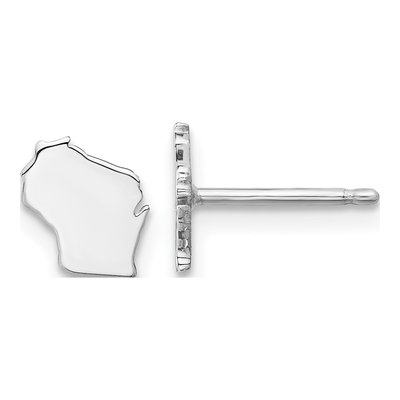 Sterling Silver Wisconsin State Stud Earrings