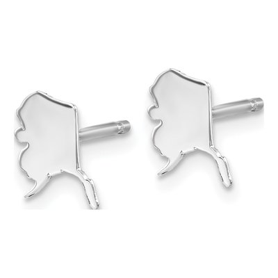 14K White Gold Alaska State Stud Earrings – view 2