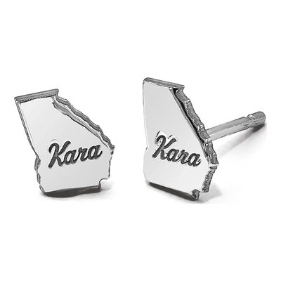 14K White Gold Georgia State Stud Earrings – view 6