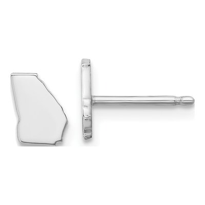14K White Gold Georgia State Stud Earrings