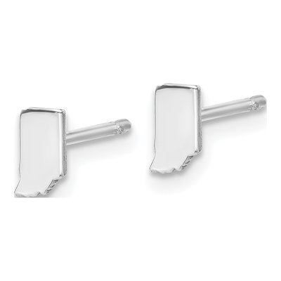 14K White Gold Indiana State Button Stud Earrings – view 3