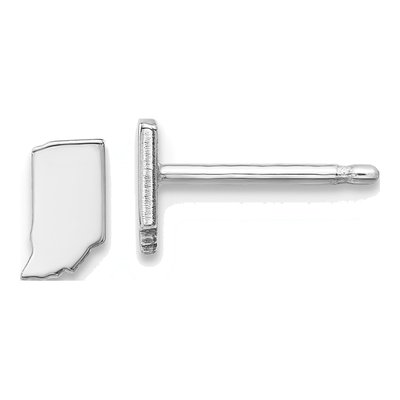 14K White Gold Indiana State Button Stud Earrings