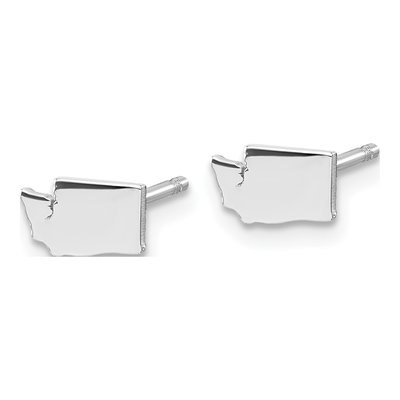 14K White Gold Washington State Button Stud Earrings – view 3
