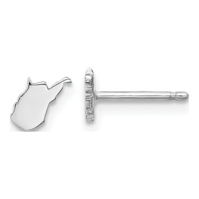 14K White Gold West Virginia State Stud Earrings