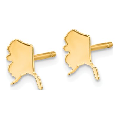 14K Yellow Gold Alaska State Stud Earrings – view 3