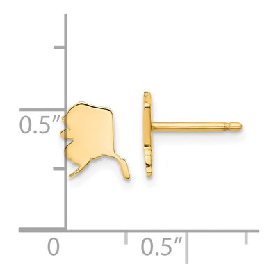14K Yellow Gold Alaska State Stud Earrings – view 5