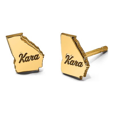14K Yellow Gold Georgia State Stud Earrings – view 5