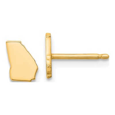14K Yellow Gold Georgia State Stud Earrings