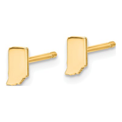 14K Yellow Gold Indiana State Stud Earrings – view 2