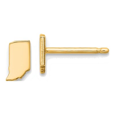14K Yellow Gold Indiana State Stud Earrings