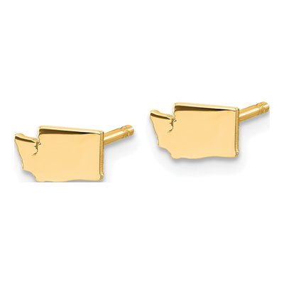 14K Yellow Gold Washington State Stud Earrings – view 2