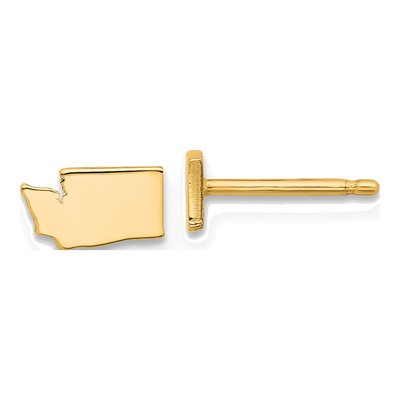 14K Yellow Gold Washington State Stud Earrings