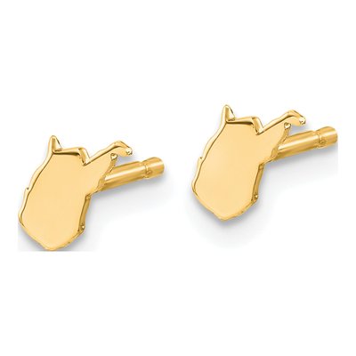14K Yellow Gold West Virginia State Stud Earrings – view 2