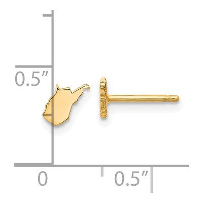 14K Yellow Gold West Virginia State Stud Earrings – view 4