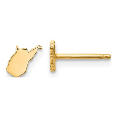 14K Yellow Gold West Virginia State Stud Earrings