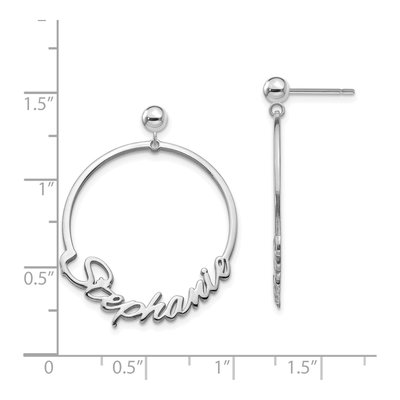 Sterling Silver Circle Name Plate Dangle Earrings – view 2