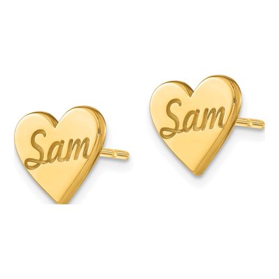 Gold-Plated Sterling Silver Personalized Small Heart Stud Earrings – view 2