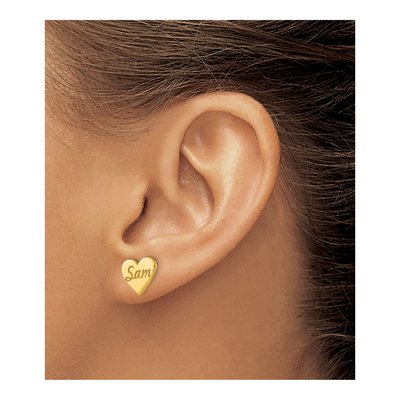 Gold-Plated Sterling Silver Personalized Small Heart Stud Earrings – view 3