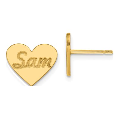 Gold-Plated Sterling Silver Personalized Small Heart Stud Earrings