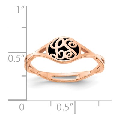 14K Rose Gold Enameled Twisted Initial Signet Ring – view 5