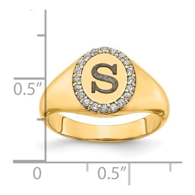 Gold-Plated Sterling Silver 0.16 ct tw Diamond Personalized Initial Signet Ring – view 4