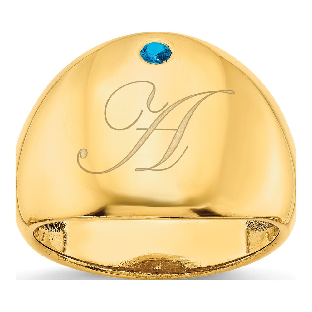 Gold-Plated Sterling Silver Personalized Birthstone Cigar Ring