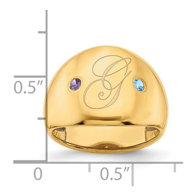 Gold-Plated Sterling Silver Personalized 2-Birthstone Cigar Ring – view 2