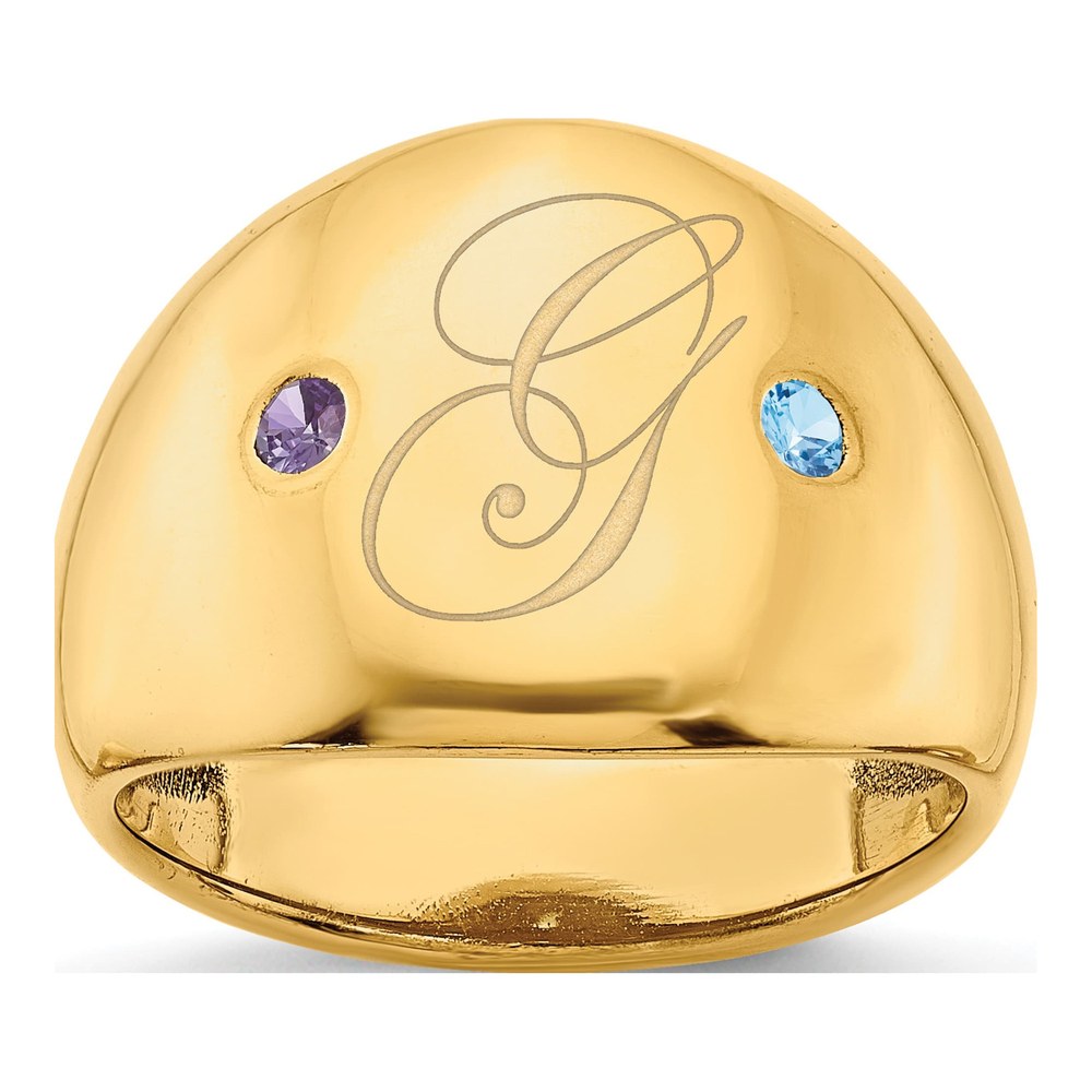 Gold-Plated Sterling Silver Personalized 2-Birthstone Cigar Ring