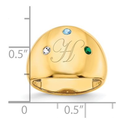 Gold-Plated Sterling Silver Personalized 3-Birthstone Cigar Ring – view 2