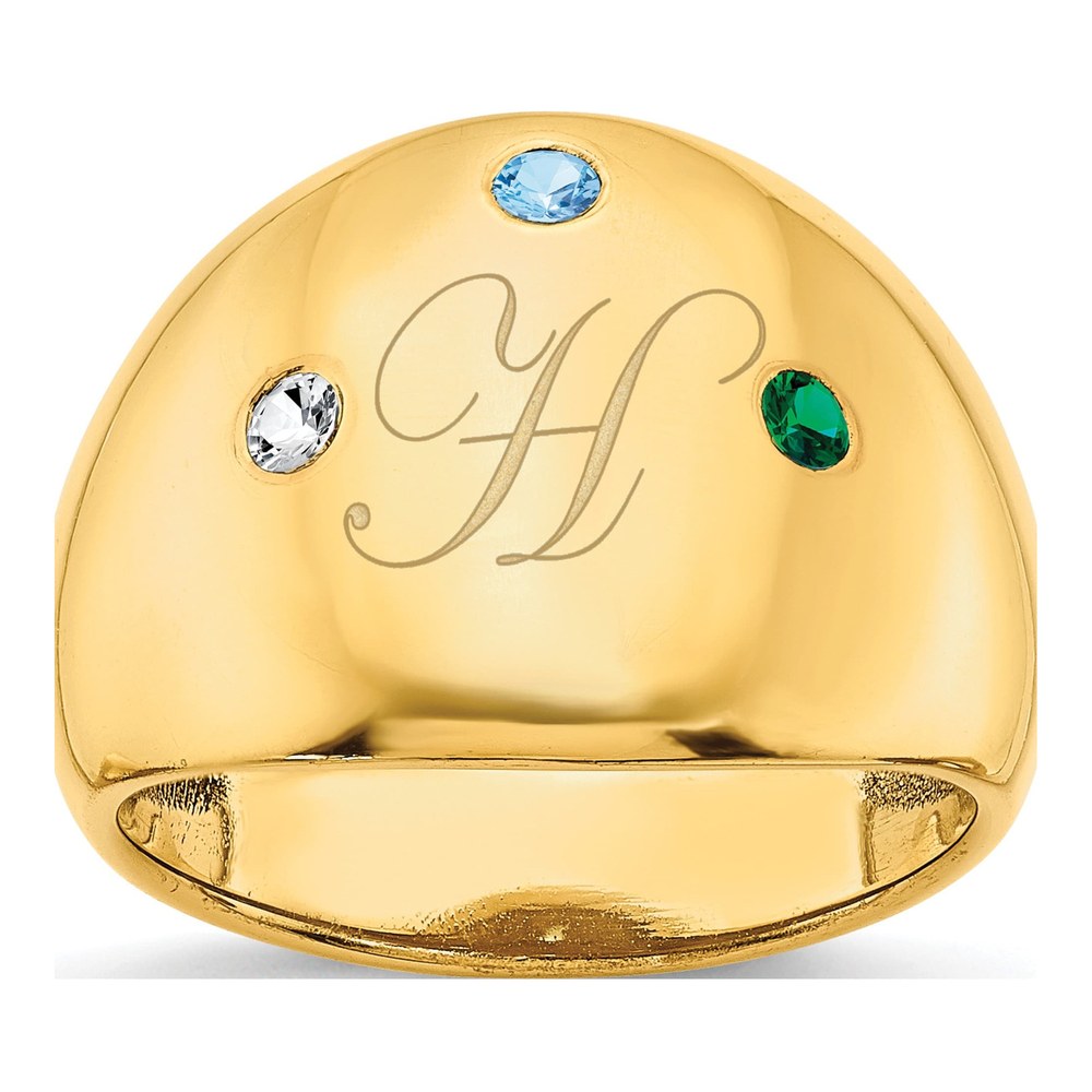 Gold-Plated Sterling Silver Personalized 3-Birthstone Cigar Ring