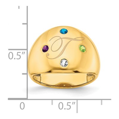 Gold-Plated Sterling Silver Personalized 4-Birthstone Cigar Ring – view 2