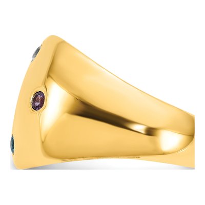 Gold-Plated Sterling Silver Personalized 4-Birthstone Cigar Ring – view 3