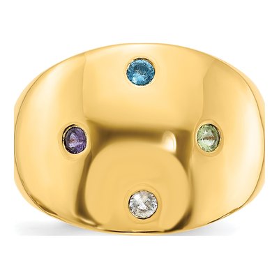 Gold-Plated Sterling Silver Personalized 4-Birthstone Cigar Ring – view 4