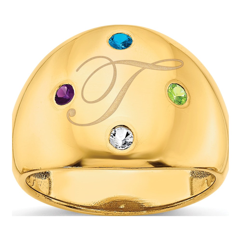 Gold-Plated Sterling Silver Personalized 4-Birthstone Cigar Ring
