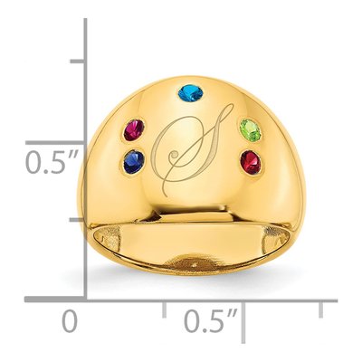 Gold-Plated Sterling Silver Personalized 5-Birthstone Cigar Ring – view 2