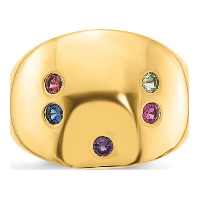 Gold-Plated Sterling Silver Personalized 5-Birthstone Cigar Ring – view 4