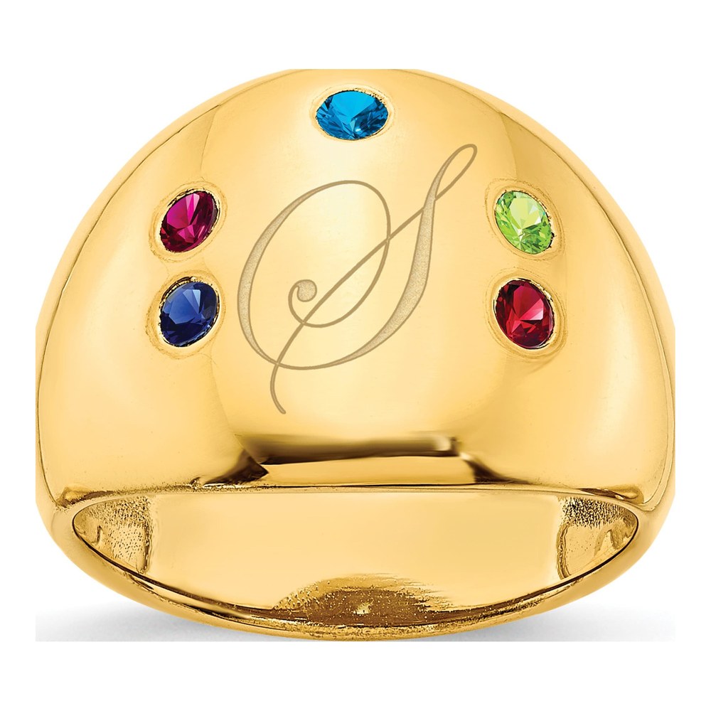 Gold-Plated Sterling Silver Personalized 5-Birthstone Cigar Ring