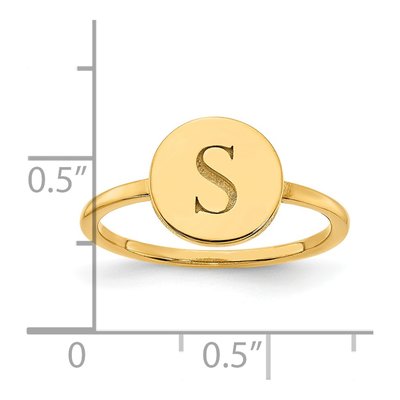 Gold-Plated Sterling Silver Personalized Round Initial Signet Ring – view 2