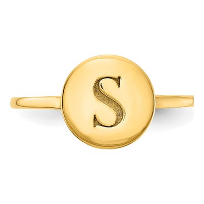 Gold-Plated Sterling Silver Personalized Round Initial Signet Ring – view 4