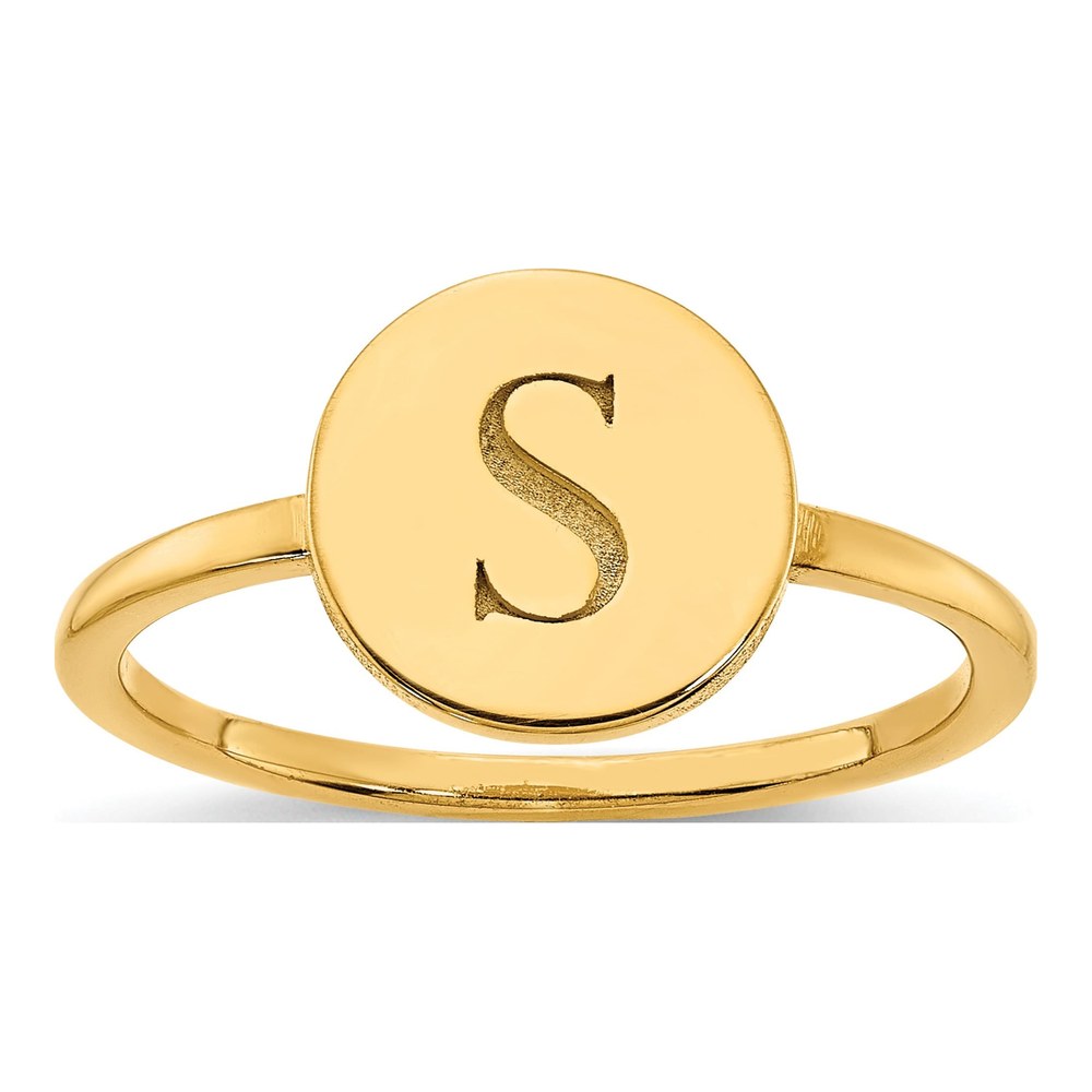 Gold-Plated Sterling Silver Personalized Round Initial Signet Ring