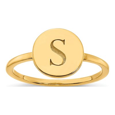 Gold-Plated Sterling Silver Personalized Round Initial Signet Ring