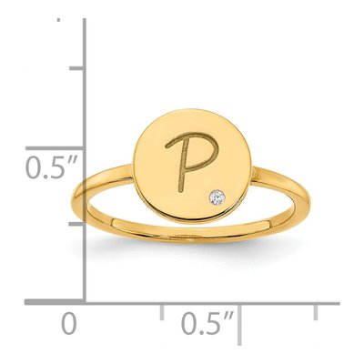 Gold-Plated Sterling Silver Diamond Personalized Initial Signet Ring – view 2