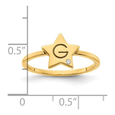 Gold-Plated Sterling Silver Diamond Personalized Initial Star Signet Ring – view 2