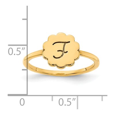 Gold-Plated Sterling Silver Personalized Initial Flower Signet Ring – view 2